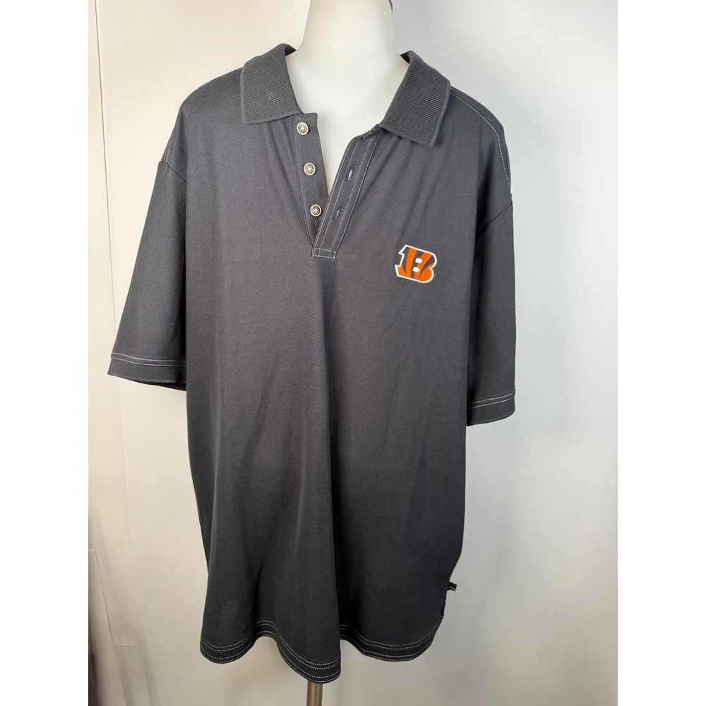 Tommy Bahama Mens Cincinnati Bengals NFL Polo Shirt Gray XL Contrast Stitch